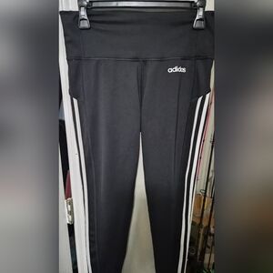 adidas Black Leggings with White Side Stripes